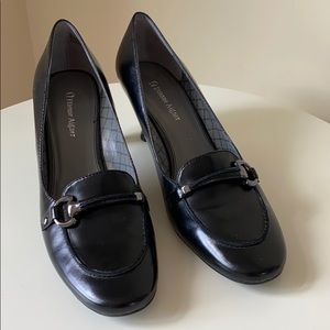 Etienne Aigner Black Leather Heels, Size 10M